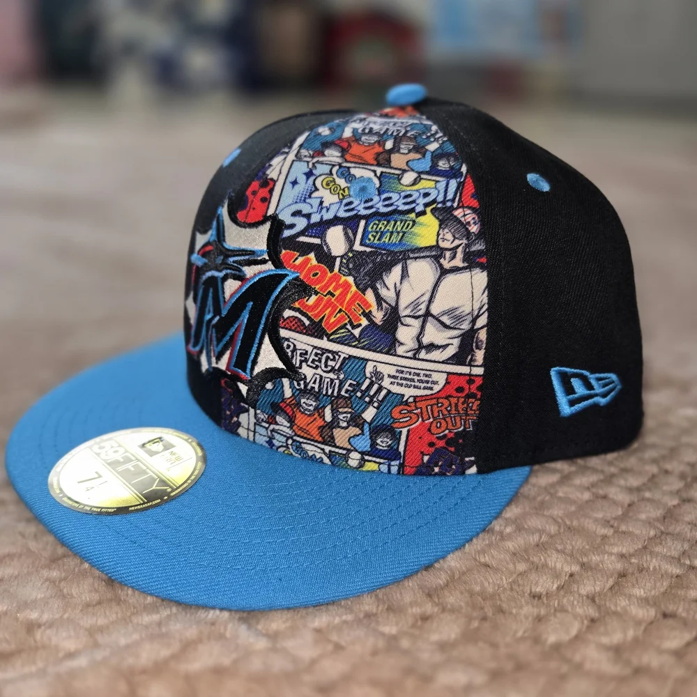 New Era Miami Marlins 2025 MLB Diamond Hero Edition 59FIFTY fitted hat. On Field